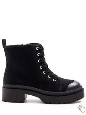 Torrid Black Canvas Lug Bootie (WW)